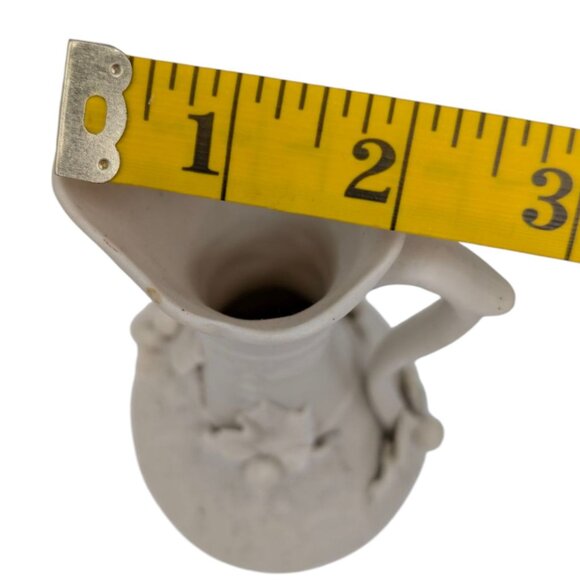 Vtg Embossed Relief Ewer Jug Cream Grape Vine Molded Parian Ware Porcelain 7" - Picture 8 of 10